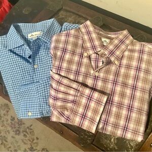 Pair of Peter Millar Plaid Shirts Sz Medium